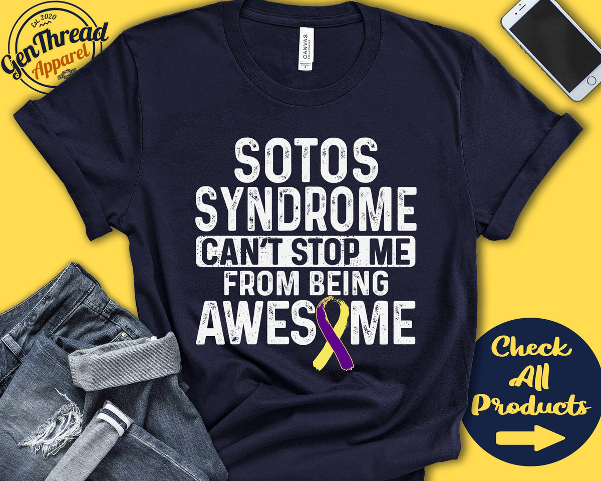 Sotos Syndrome Shirt Sotos Syndrome Awareness Yellow Purple Ribbon Fighter Warrior Surgery Cant Stop Tank Hoodie A1194 Hoodie – Premium Graphic · Perfect For Daily Wear
