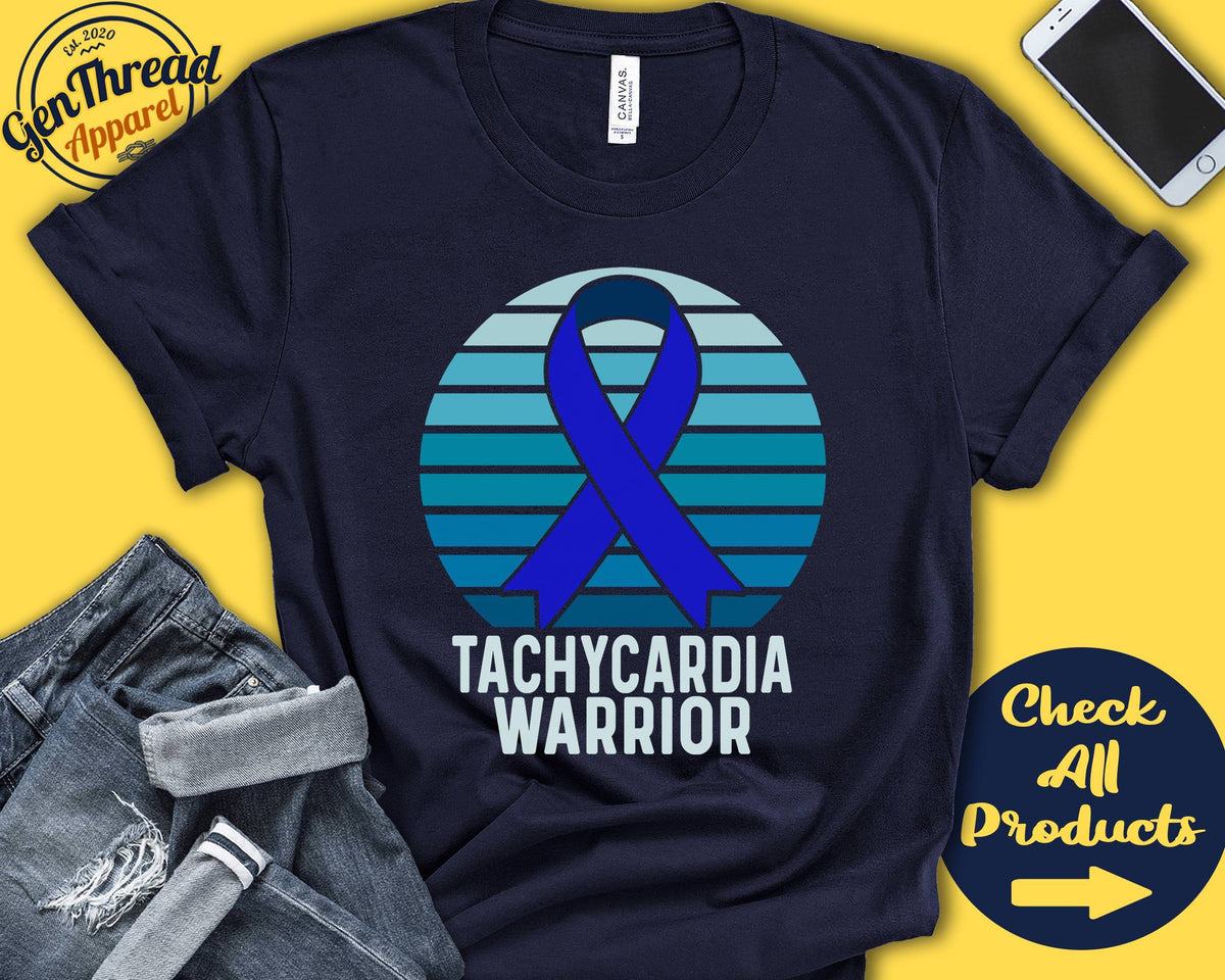 Tachycardia Shirt Tachycardia Awareness Blue Ribbon Warrior Fighter Surgery Recovery Tank Hoodie A1205 Hoodie – Warm & Stylish · High-Quality Print