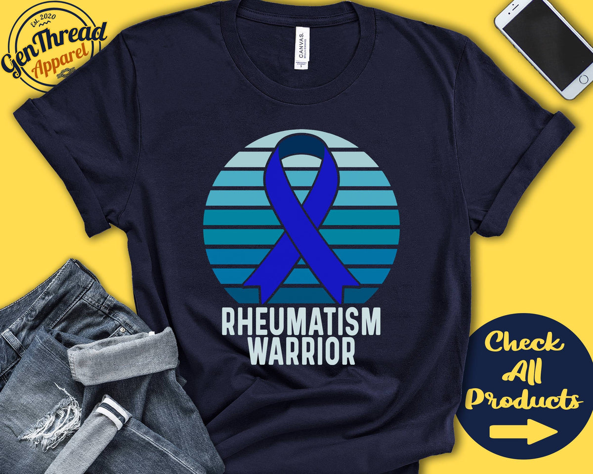 Rheumatism Shirt Rheumatism Awareness Blue Ribbon Warrior Fighter Surgery Recovery Tank Hoodie A1224 Hoodie – Feel-Good Design · High-Quality Print