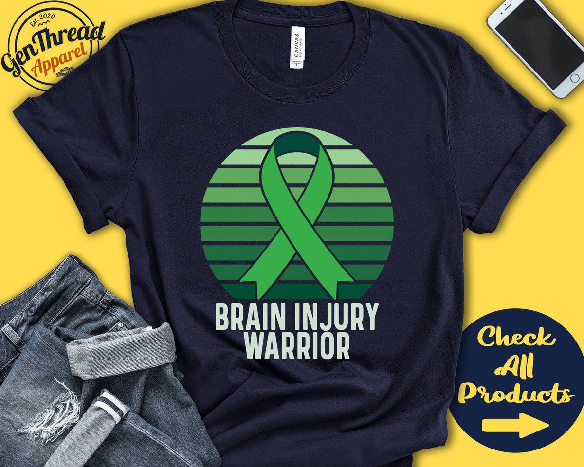 Brain Injury Shirt Brain Injury Awareness Green Ribbon Warrior Fighter Surgery Recovery Tank Hoodie A1256 Hoodie – Warm & Stylish · Must-Have Style