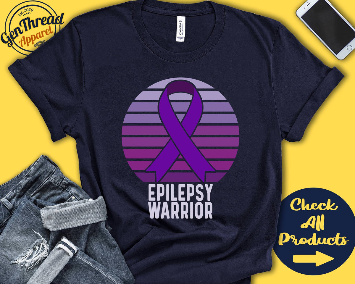 Epilepsy Shirt Epilepsy Awareness Purple Ribbon Warrior Fighter Surgery Recovery Tank Hoodie A1285 Hoodie – Bold Style · Great Gift For Fans