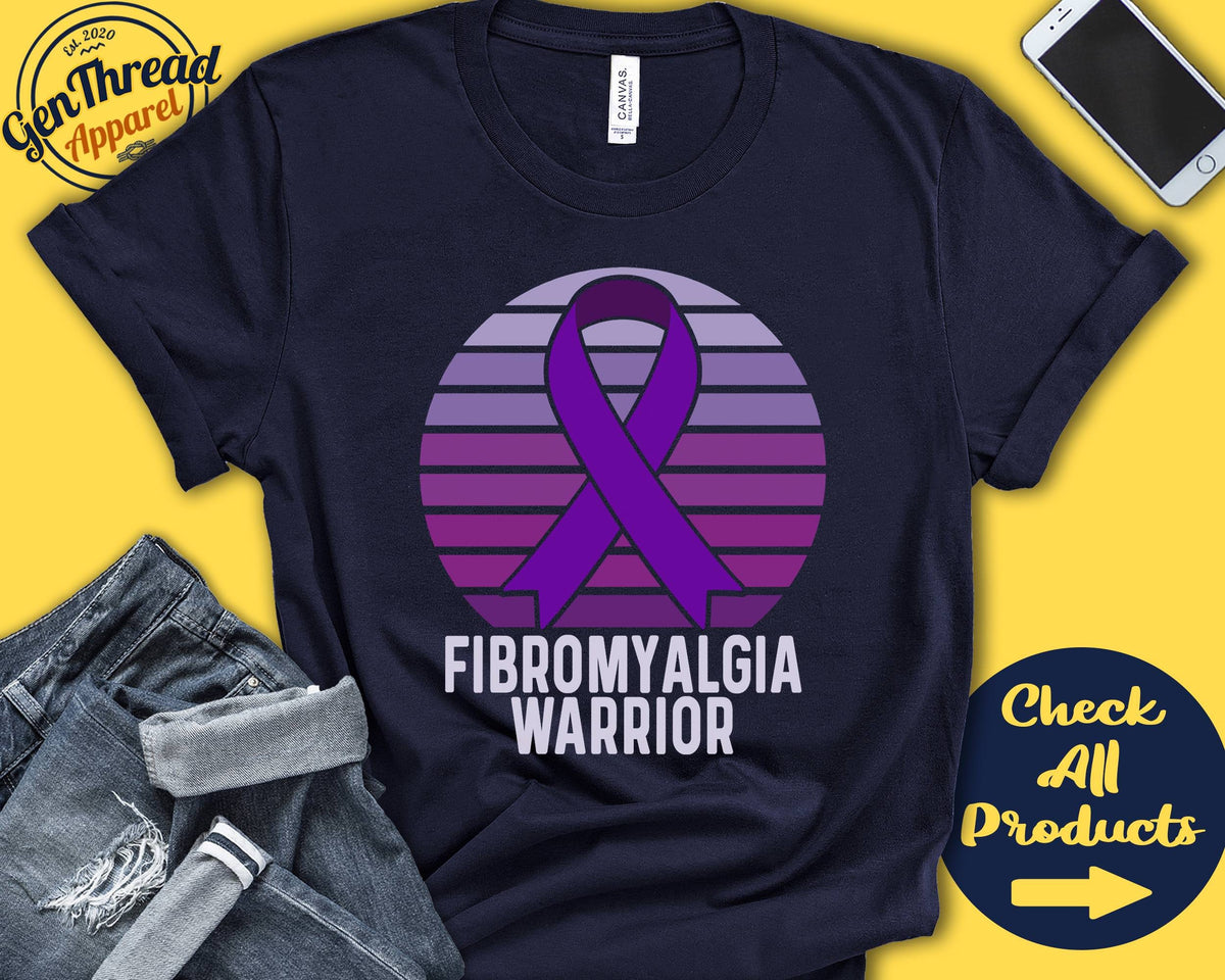 Fibromyalgia Shirt Fibromyalgia Awareness Purple Ribbon Warrior Fighter Surgery Recovery Tank Hoodie A1287 Hoodie – Aesthetic Look · Trending Graphic Apparel