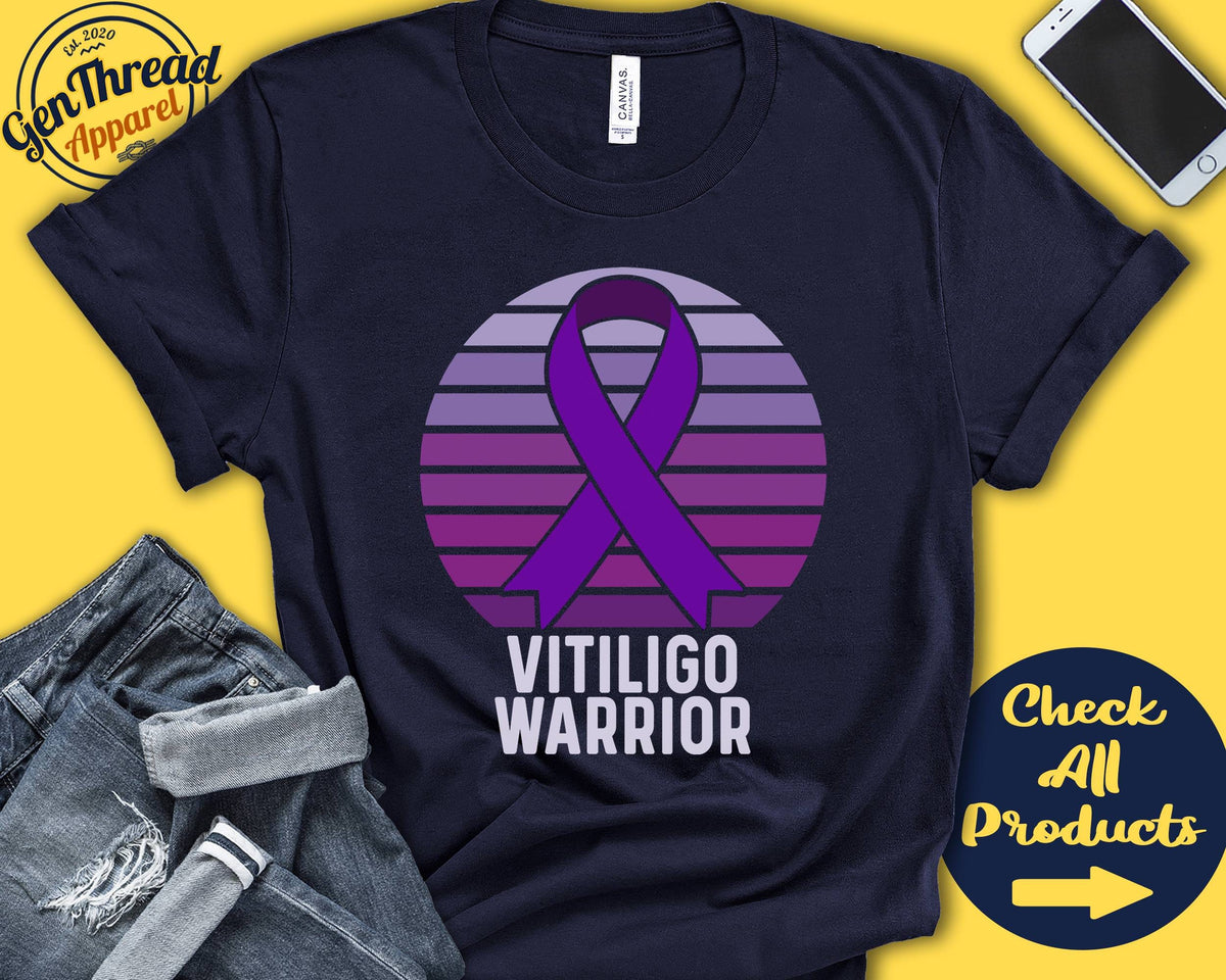 Vitiligo Shirt Vitiligo Awareness Purple Ribbon Warrior Fighter Surgery Recovery Tank Hoodie A1300 Hoodie – Cozy Vibes · High-Quality Print