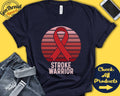 Stroke Shirt Stroke Awareness Red Ribbon Warrior Fighter Surgery Recovery Tank Hoodie A1325 Hoodie – Cozy Vibes · Perfect For Daily Wear
