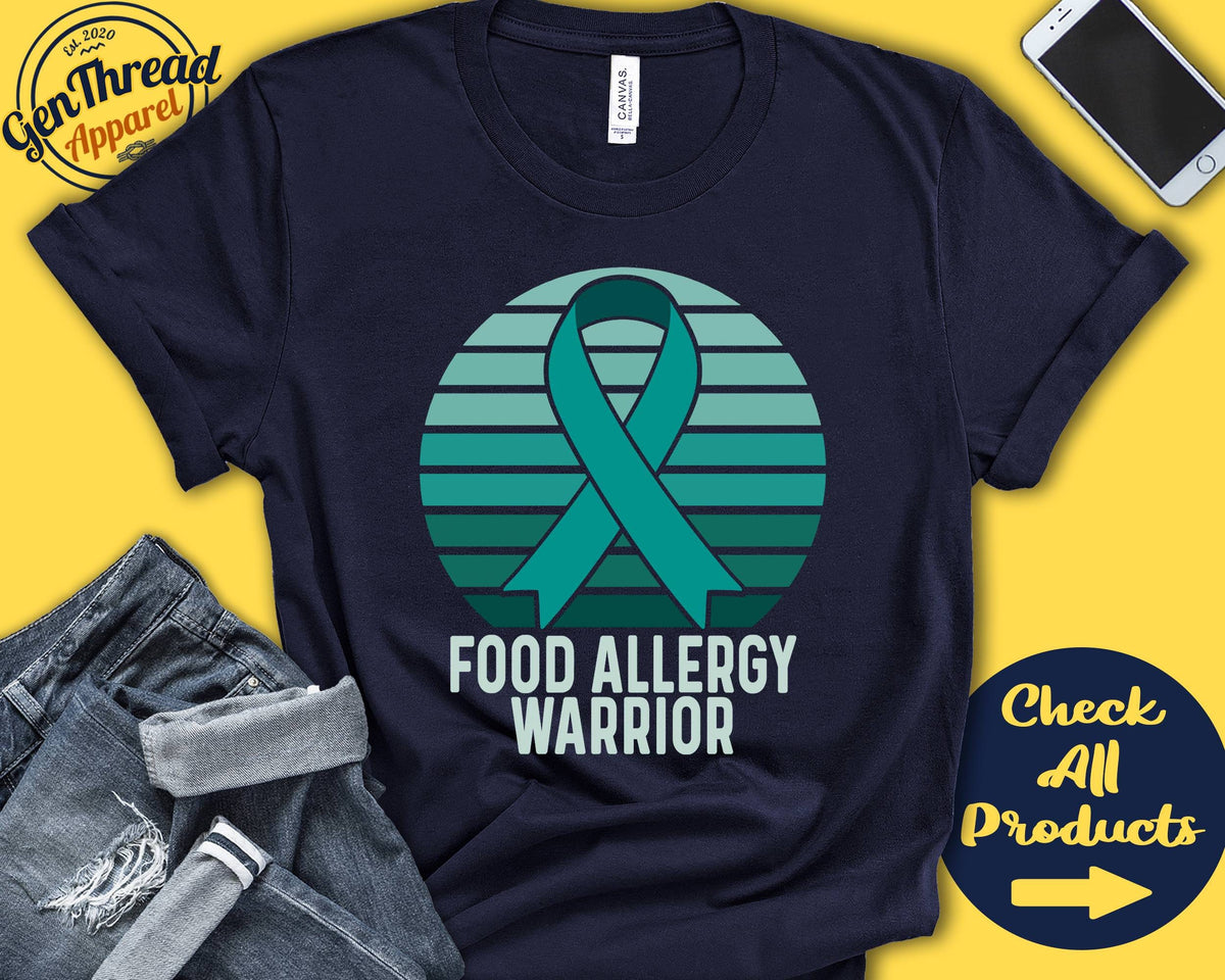 Food Allergies Shirt Food Allergies Awareness Teal Ribbon Warrior Fighter Surgery Recovery Tank Hoodie A1356 Hoodie – Bold Style · Must-Have Style