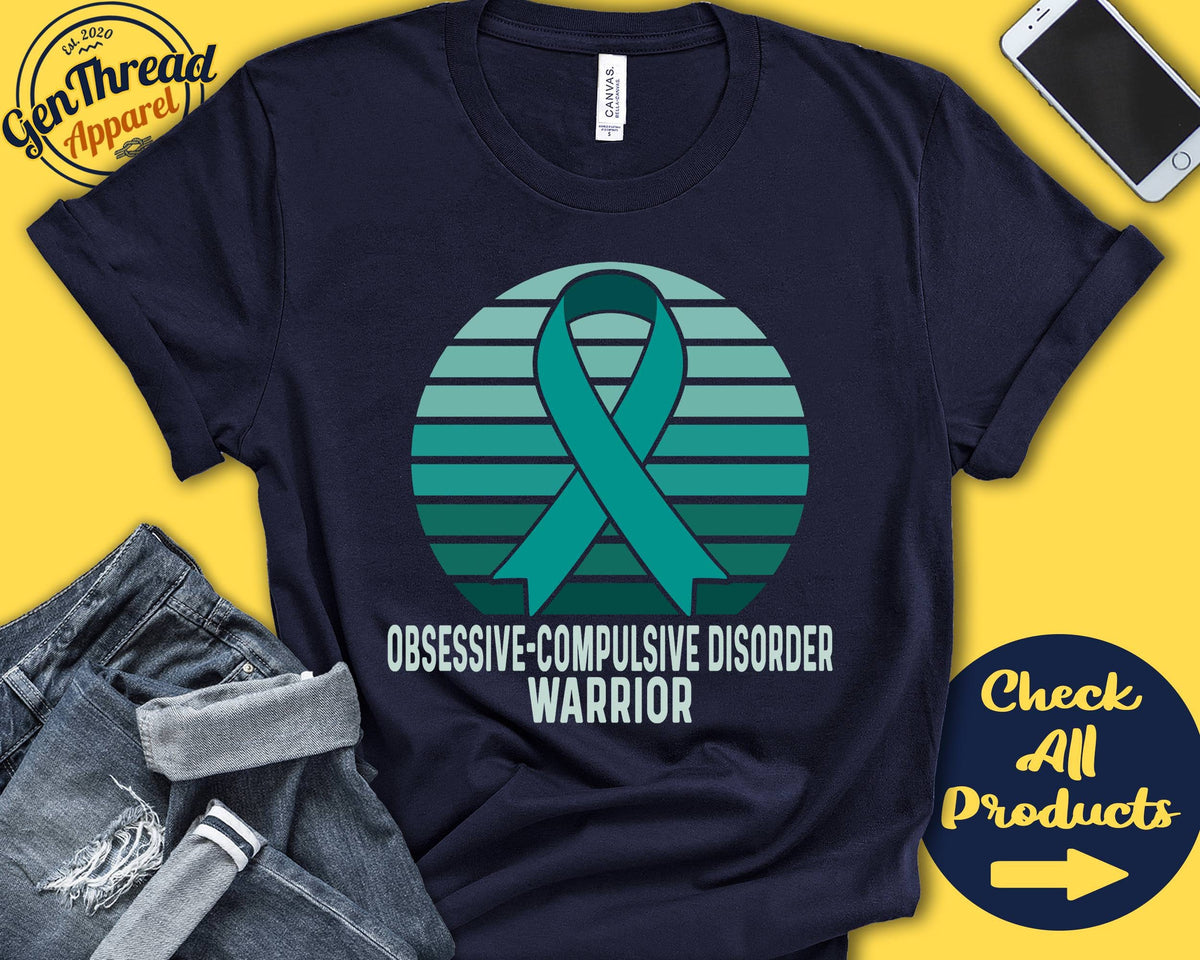 Obsessive Compulsive Disorder Shirt OCD Awareness Teal Ribbon Warrior Fighter Surgery Recovery Tank Hoodie A1363 Hoodie – Warm & Stylish · High-Quality Print