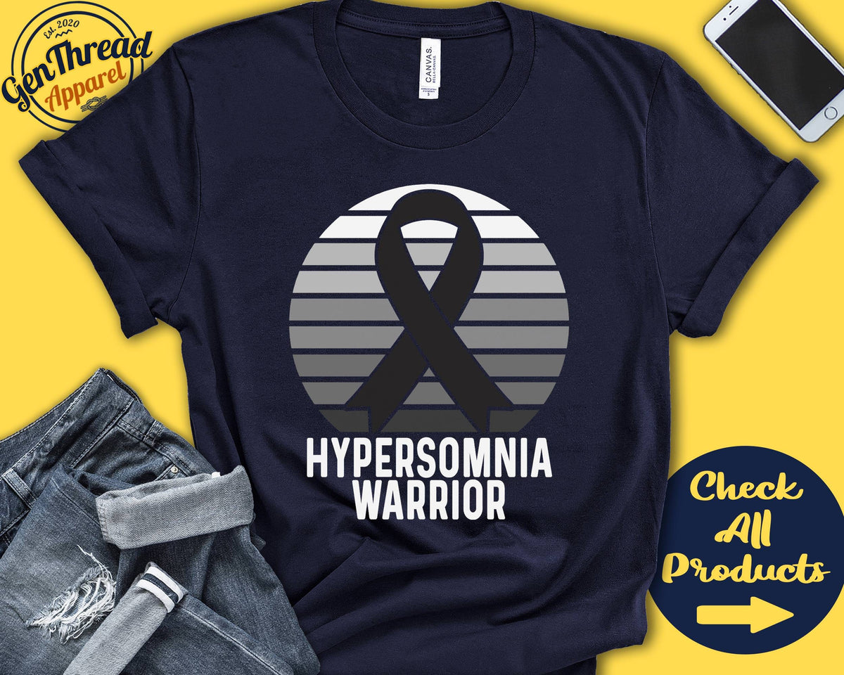 Hypersomnia Shirt Hypersomnia Awareness Black Ribbon Warrior Fighter Surgery Recovery Tank Hoodie A1416 Hoodie – Feel-Good Design · Must-Have Style