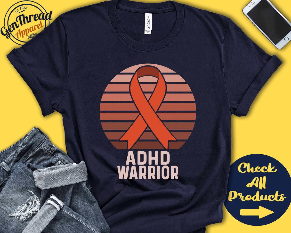 ADHD Shirt ADHD Awareness Orange Ribbon Warrior Fighter Surgery Recovery Tank Hoodie A1440 Hoodie – Bold Style · Great Gift For Fans