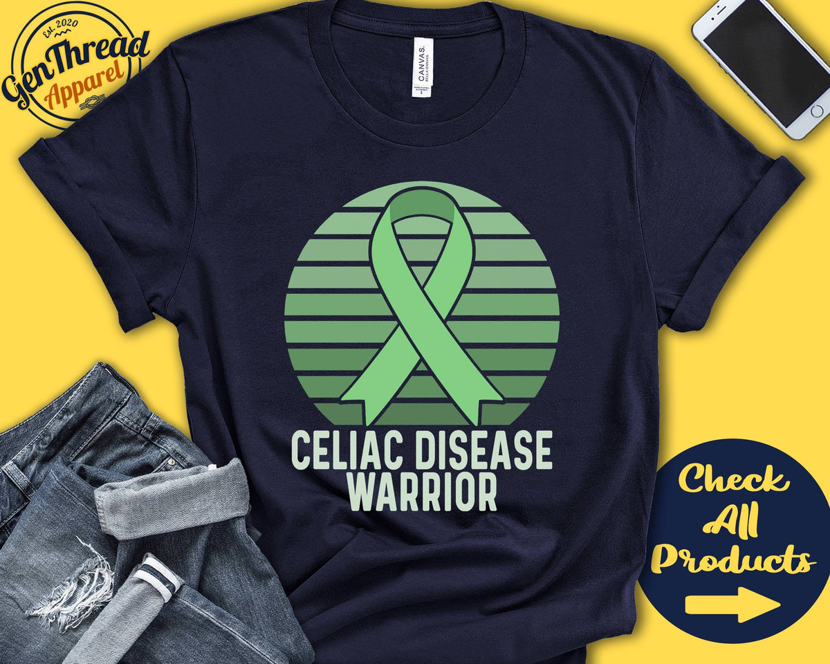 Celiac Disease Shirt Celiac Disease Awareness Light Green Ribbon Warrior Fighter Surgery Recovery Tank Hoodie A1452 Hoodie – Fan Favorite · Great Gift For Fans