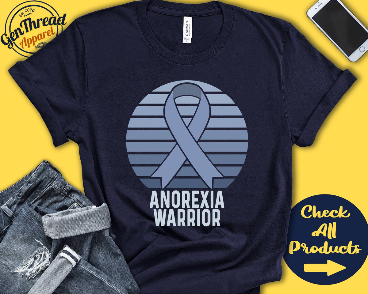 Anorexia Shirt Anorexia Awareness Perwinkle Ribbon Warrior Fighter Surgery Recovery Tank Hoodie A1470 Hoodie – Bold Style · Trending Graphic Apparel