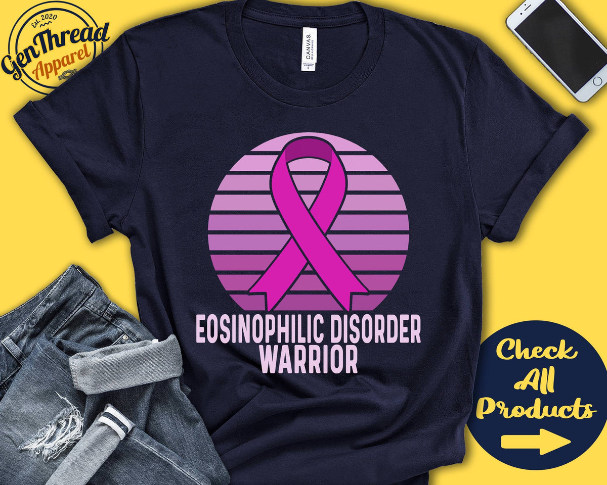 Eosinophilic Disorder Shirt Eosinophilic Disorder Awareness Pink Ribbon Warrior Fighter Surgery Recovery Tank Hoodie A1473 Hoodie – Everyday Comfort · Must-Have Style