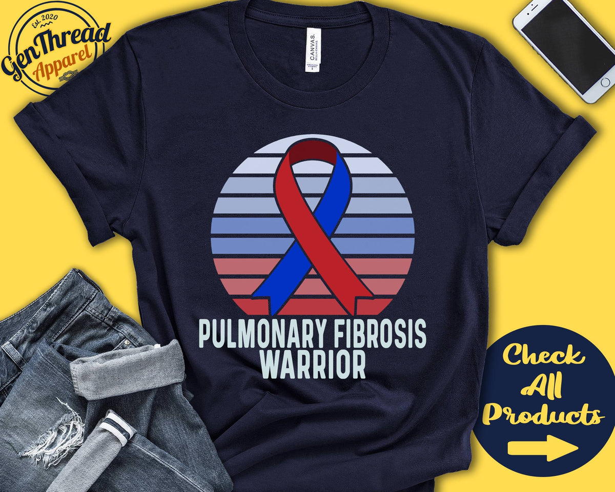 Pulmonary Fibrosis Shirt Pulmonary Fibrosis Awareness Red Blue Ribbon Warrior Fighter Surgery Recovery Tank Hoodie A1528 Hoodie – Warm & Stylish · Great Gift For Fans