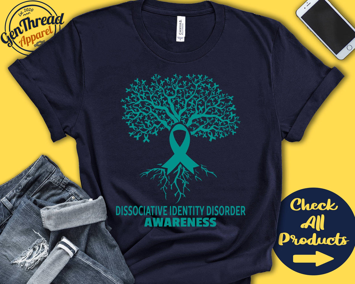 Dissociative Identity Disorder Shirt DID Awareness Tree Of Life Teal Ribbon Fighter Warrior Recovery Tank Hoodie A2818 Hoodie – Easygoing Wear · Perfect For Daily Wear