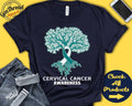 Cervical Cancer Shirt Cervical Cancer Awareness Tree Of Life Teal White Ribbon Fighter Warrior Surgery Tank Hoodie A3011 Hoodie – Feel-Good Design · Perfect For Daily Wear