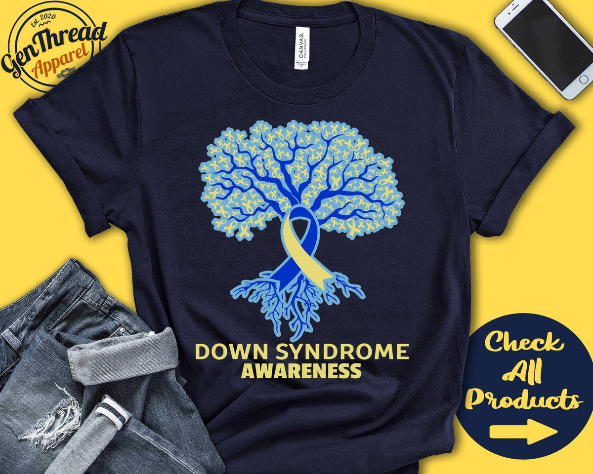 Down Syndrome Shirt Down Syndrome Awareness Tree Of Life Yellow Blue Ribbon Fighter Warrior Recovery Tank Hoodie A3012 Hoodie – Everyday Comfort · Trending Graphic Apparel