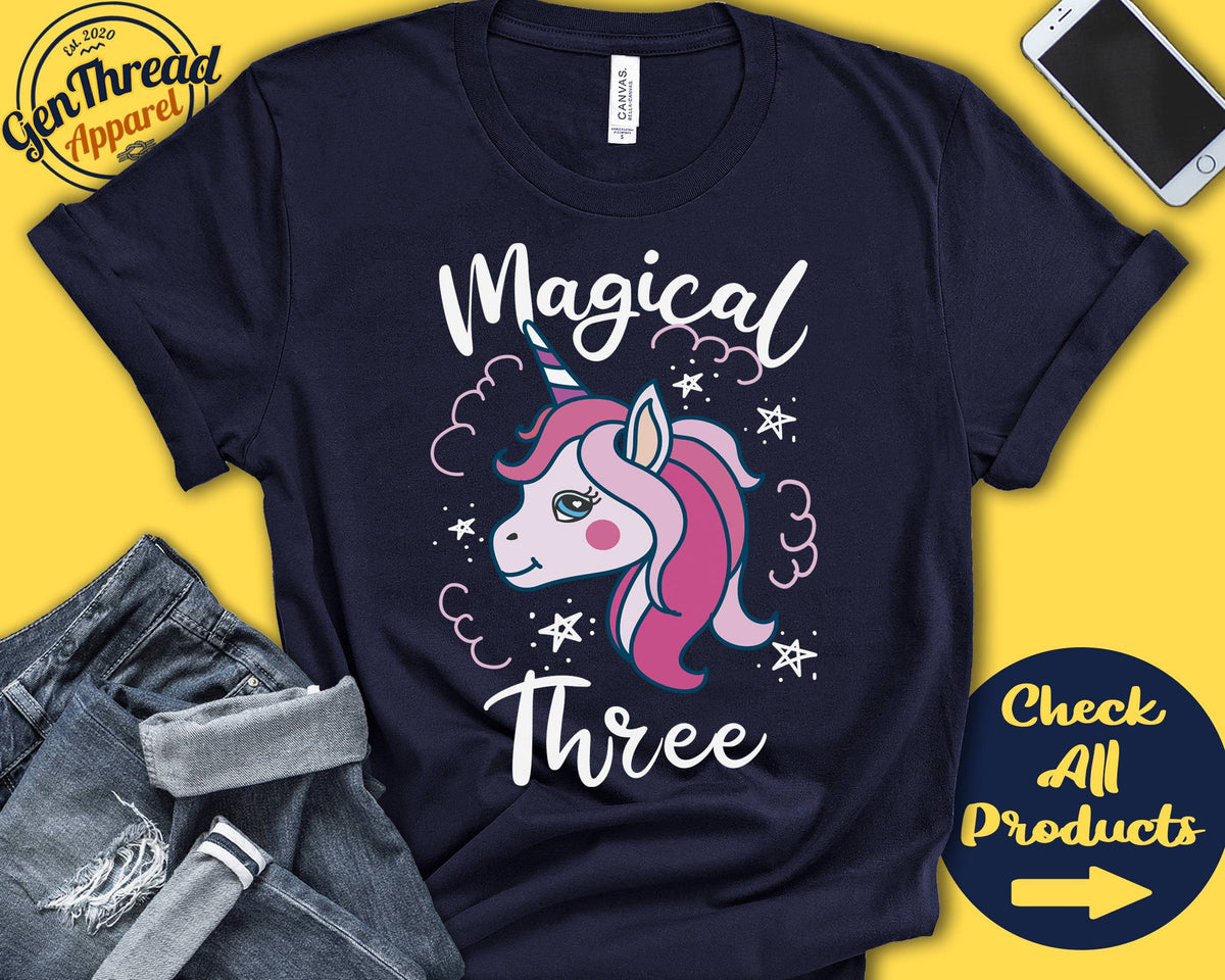 Magical Three Unicorn Shirt Unicorn 3rd Birthday 3 Year Old 3rd Birthday Outfit Third Birthday Kids Youth Tank Hoodie A0843 Hoodie – Bold Style · Top Pick For Any Outfit