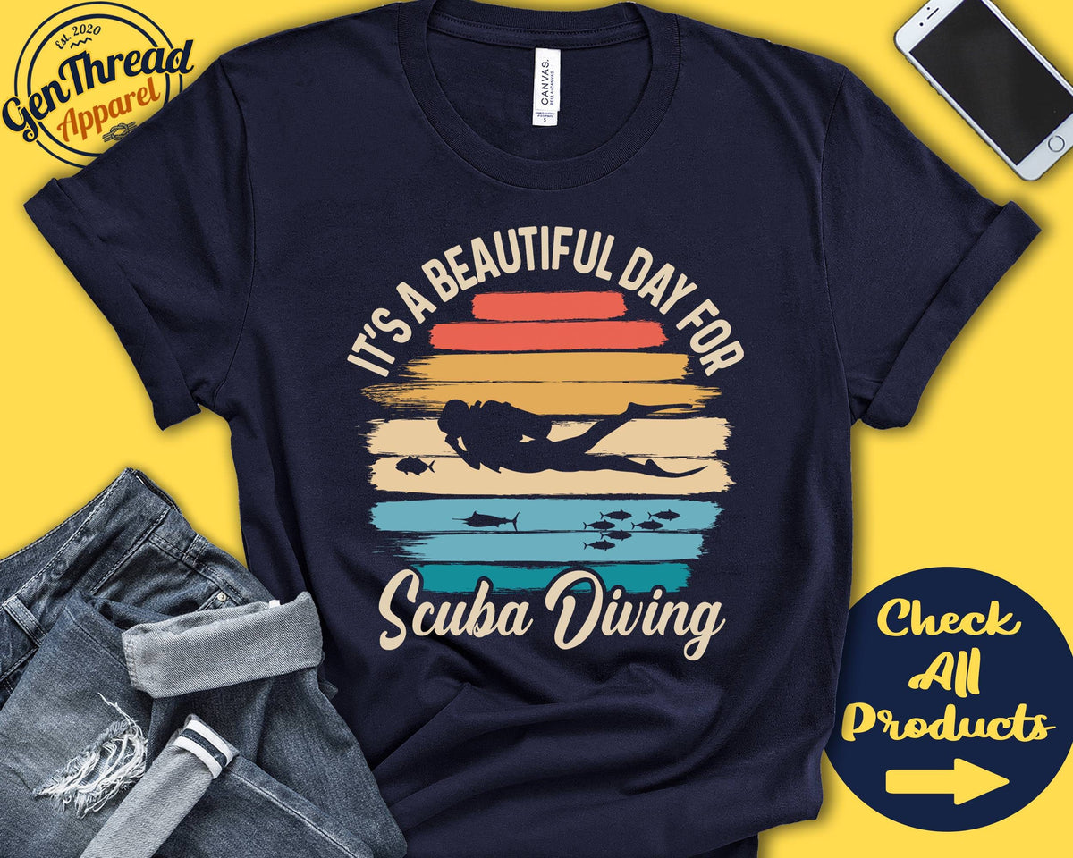 Scuba diver Shirt Beautiful Day For Scuba diving Scuba Diver Gift Deep Diving Diving Shirt Tee Water Sports Tank Hoodie A1619 Hoodie – Easygoing Wear · Great Gift For Fans