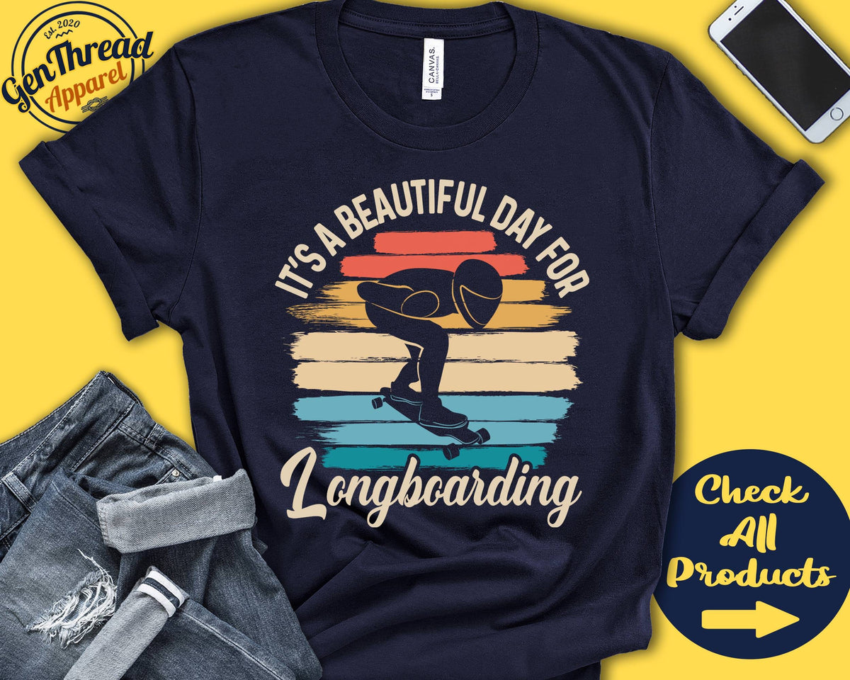 Longboarder Shirt Beautiful Day For Longboarding Longboard Gift Long Boarding Long Board Sports Tank Hoodie A1651 Hoodie – Easygoing Wear · Perfect For Daily Wear
