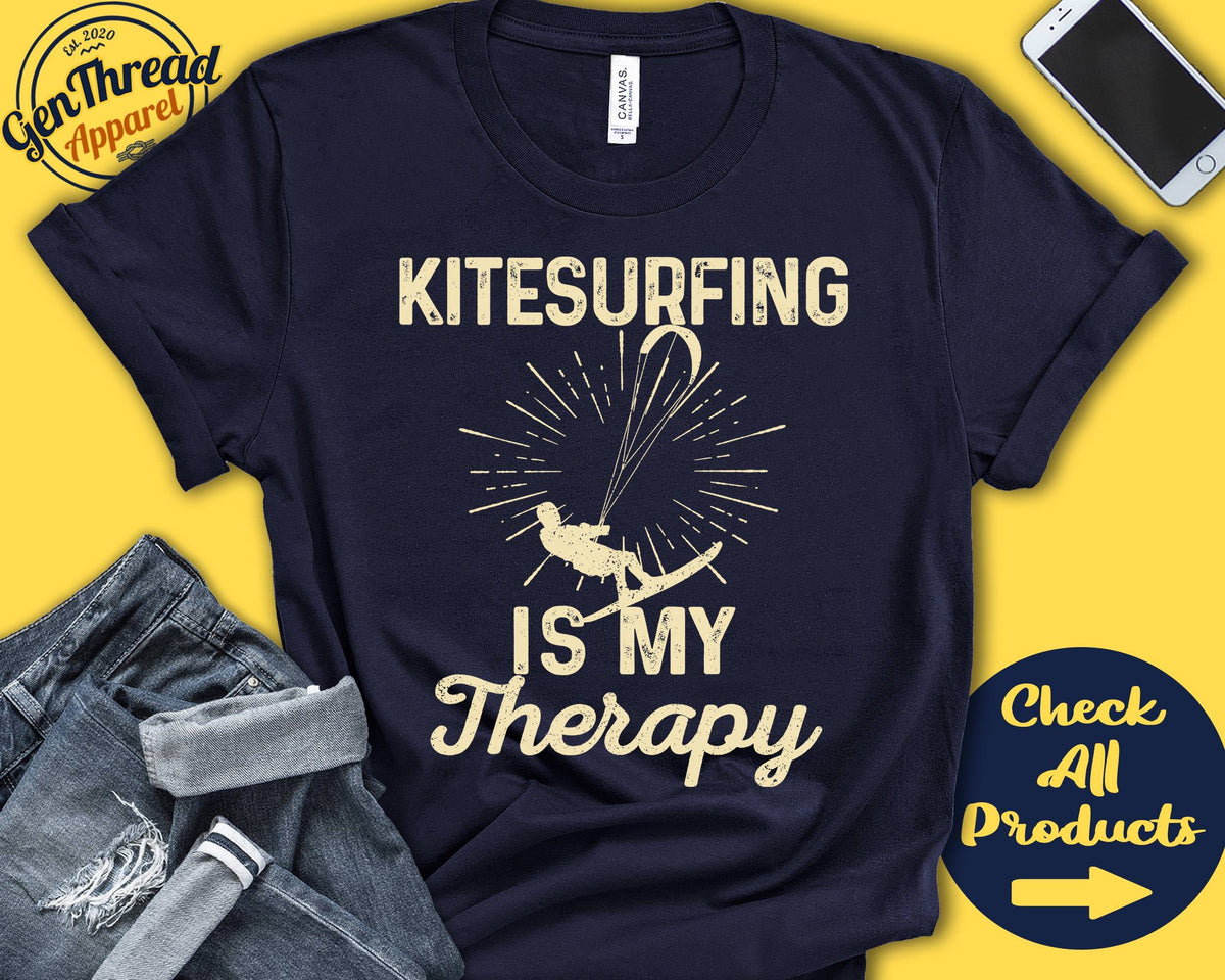 Kitesurfer Shirt Kitesurfing Is My Therapy Kitesurf Gift Kite Surf Kiteboarding Men Board Sports Tank Hoodie A1965 Hoodie – Easygoing Wear · Top Pick For Any Outfit
