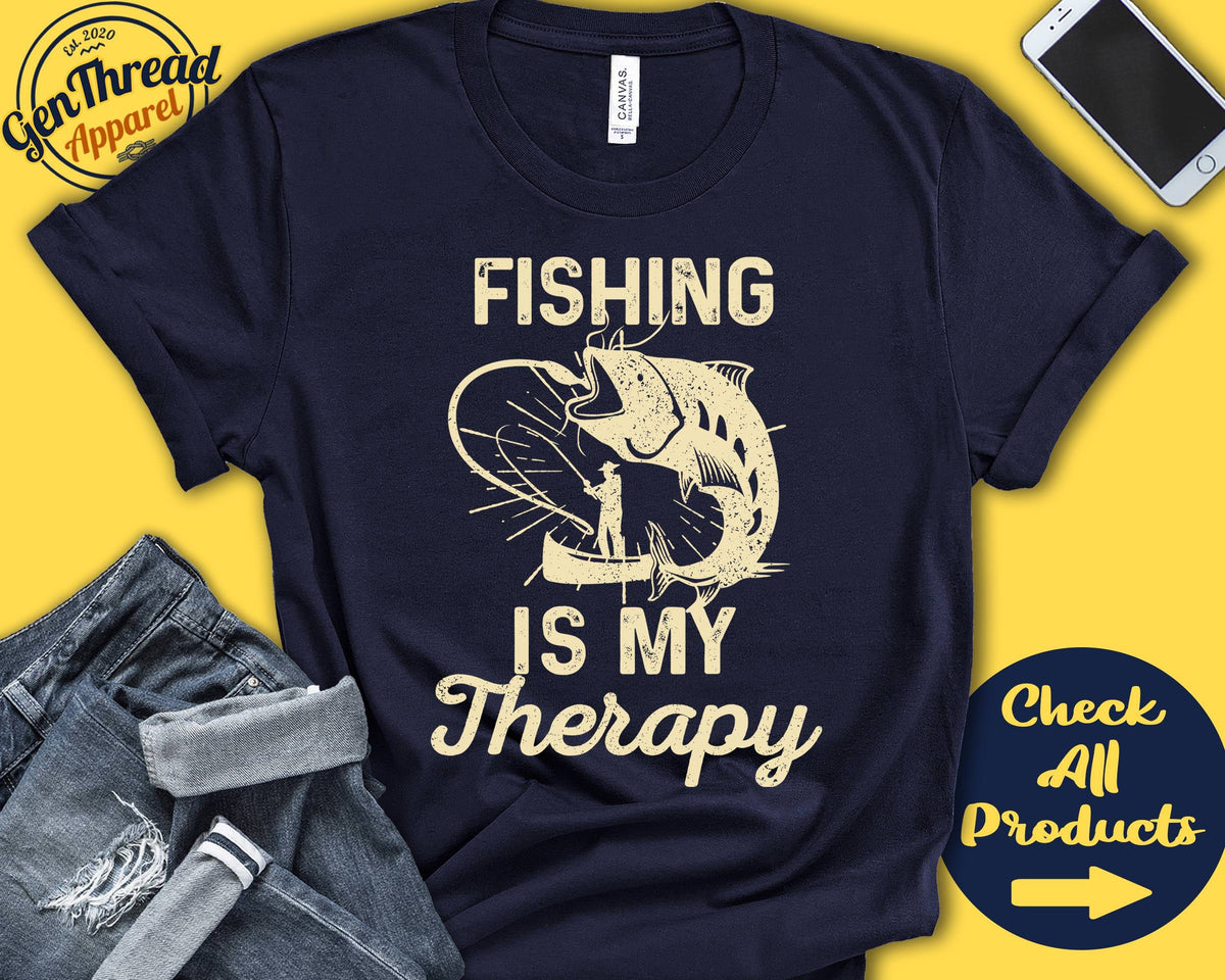 Fishing Shirt Fishing Is My Therapy Fishing Gift Fishermen Casting Angling Tee Fishing Sports Tank Hoodie A2020 Hoodie – Soft Feel · Perfect For Daily Wear