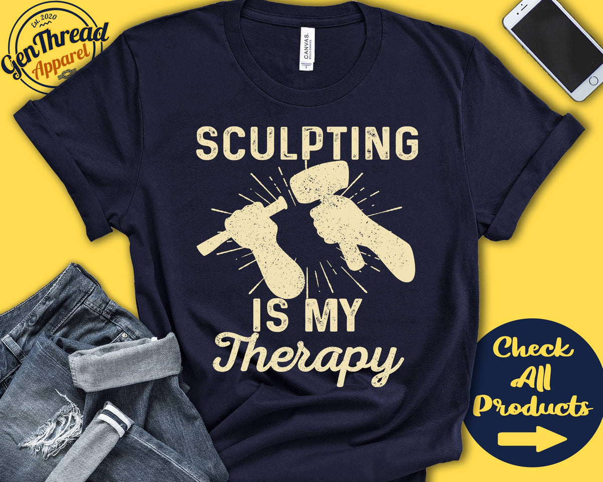Sculpting Shirt Gift For Sculptor Ice Sculpting Tee Chisel and Hammer Hobby Is My Therapy Tank Hoodie A2357 Hoodie – Cozy Vibes · Trending Graphic Apparel