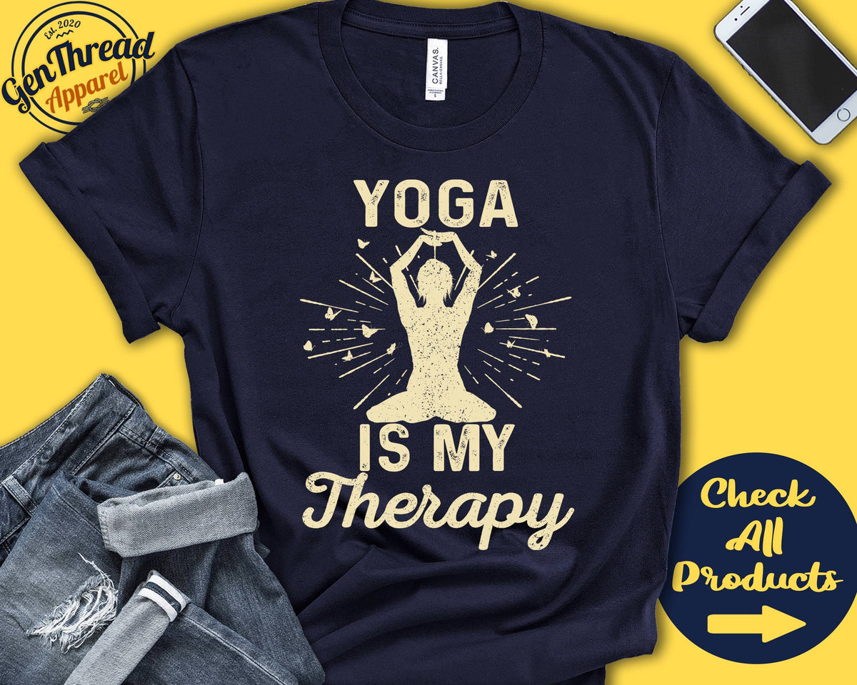Yoga Shirt Gift For Yogi Yoga Lover Meditation Shirt Namaste Pilates Hobby Is My Therapy Tank Hoodie A2361 Hoodie – Everyday Comfort · Trending Graphic Apparel