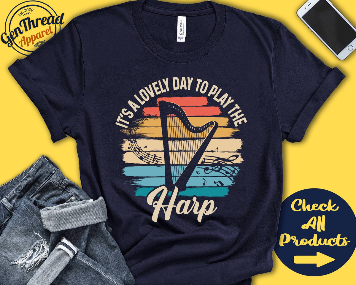 Harp Player Shirt Harpist Gift Harpist Shirt Stringed Musician Music Instrument Lovely Day Tank Hoodie A2400 Hoodie – Everyday Comfort · Great Gift For Fans