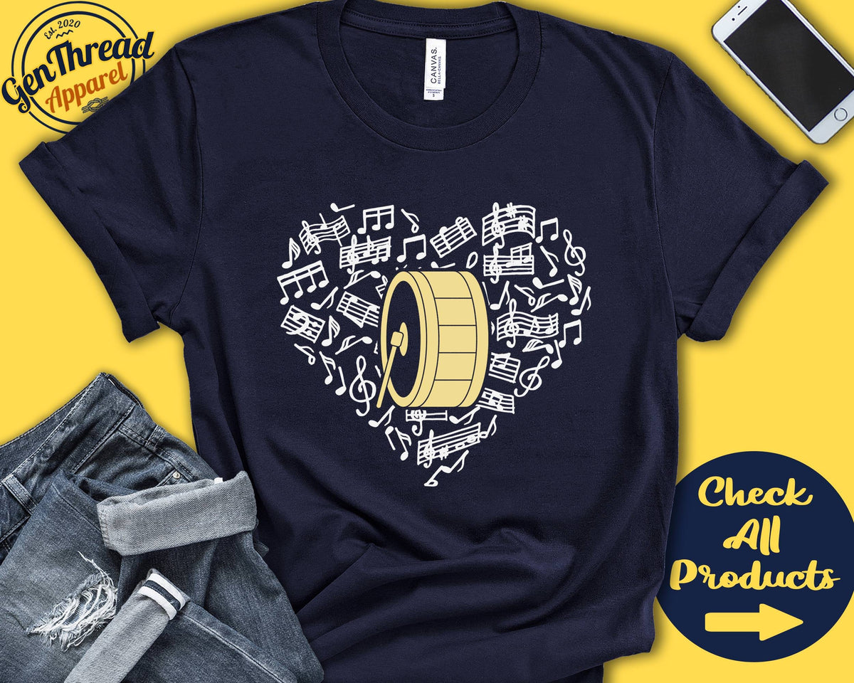 Bass Drum Player Shirt Bass Drummer Gift Drum and Bass Percussion Musician Music Lover Heart Marching Band Tank Hoodie A2543 Hoodie – Fan Favorite · Top Pick For Any Outfit