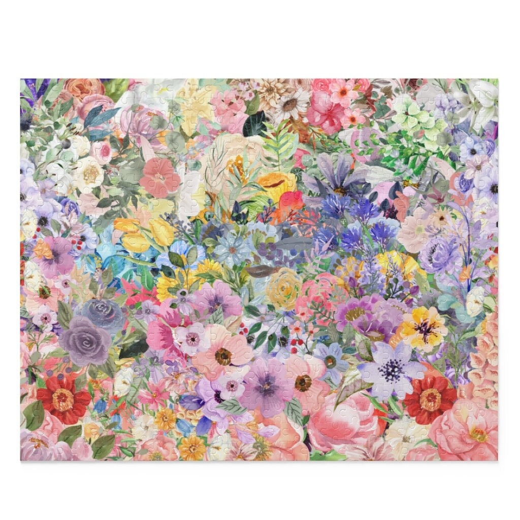 Colorful Flower Puzzle Flower Collage 500 Pieces Difficult Flower Puzzle Gift for Puzzle Lover Gift for Flower Lover Gardener Gift Graphic Tee – Premium Graphic · Trending Graphic Apparel