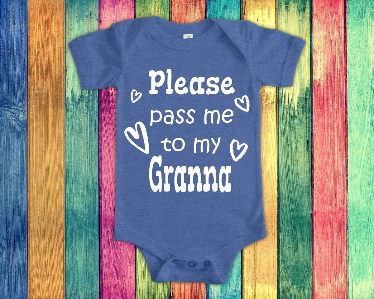 Pass Me To Granna Cute Grandma Baby Bodysuit Tshirt or Toddler Shirt Special Grandmother Gift or Pregnancy Announcement Graphic Tee – Cozy Vibes · Great Gift For Fans