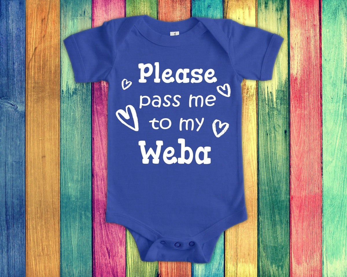 Pass Me To Weba Cute Grandma Baby Bodysuit Tshirt or Toddler Shirt Special Grandmother Gift or Pregnancy Announcement Graphic Tee – Soft Feel · High-Quality Print