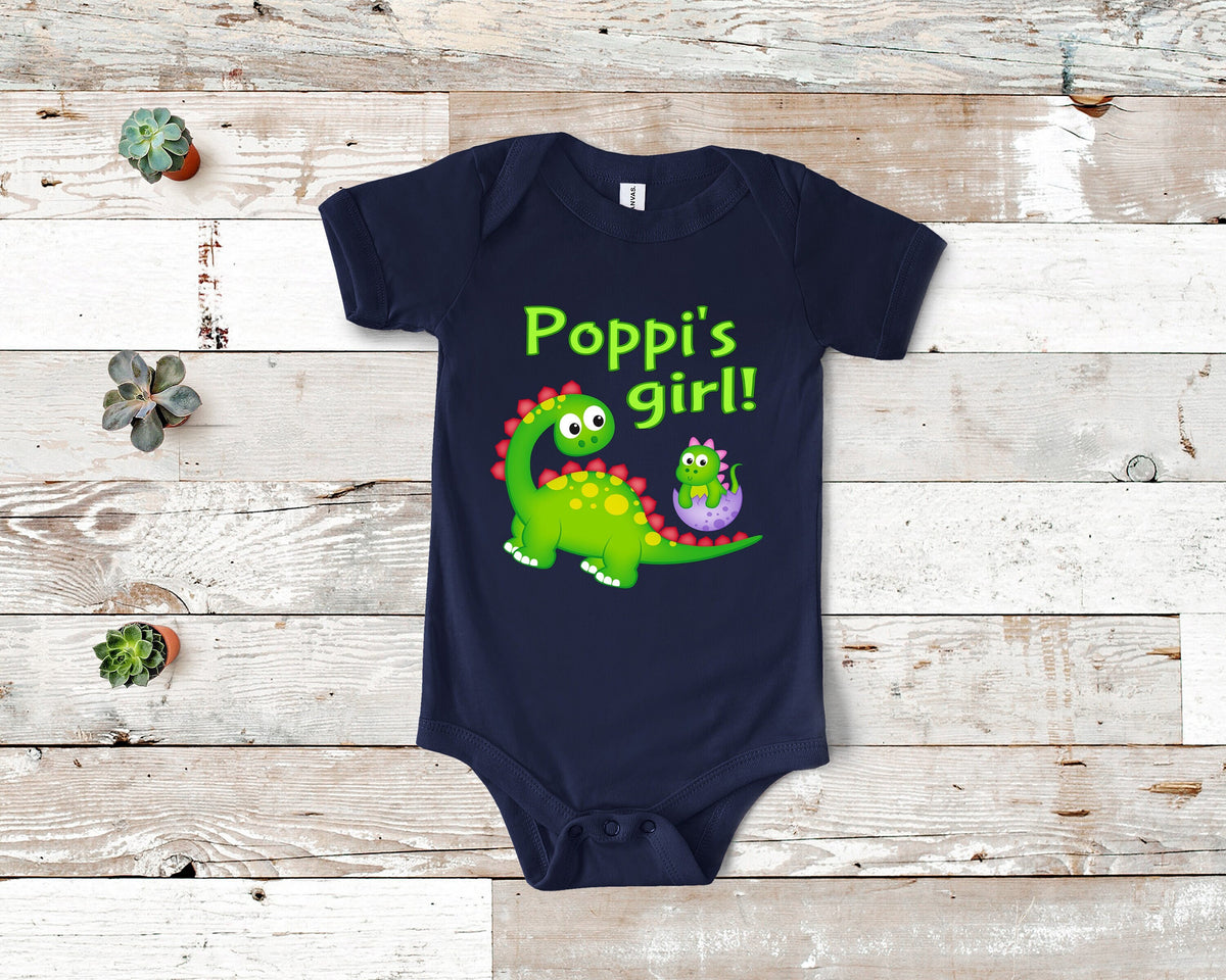 Poppi39s Girl Cute Grandpa Name Dinosaur Baby Bodysuit Tshirt or Toddler Shirt for a Special Grandfather Gift or Pregnancy Announcement Graphic Tee – Bold Style · Must-Have Style