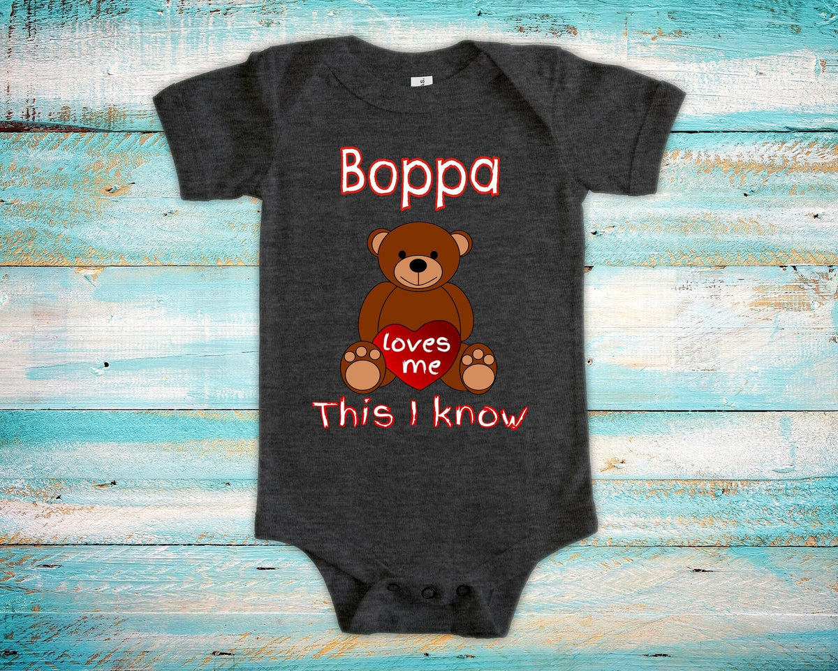 Boppa Loves Me Cute Grandpa Name Bear Baby Bodysuit Tshirt or Toddler Shirt Special Grandfather Gift or Pregnancy Reveal Announcement Graphic Tee – Everyday Comfort · High-Quality Print
