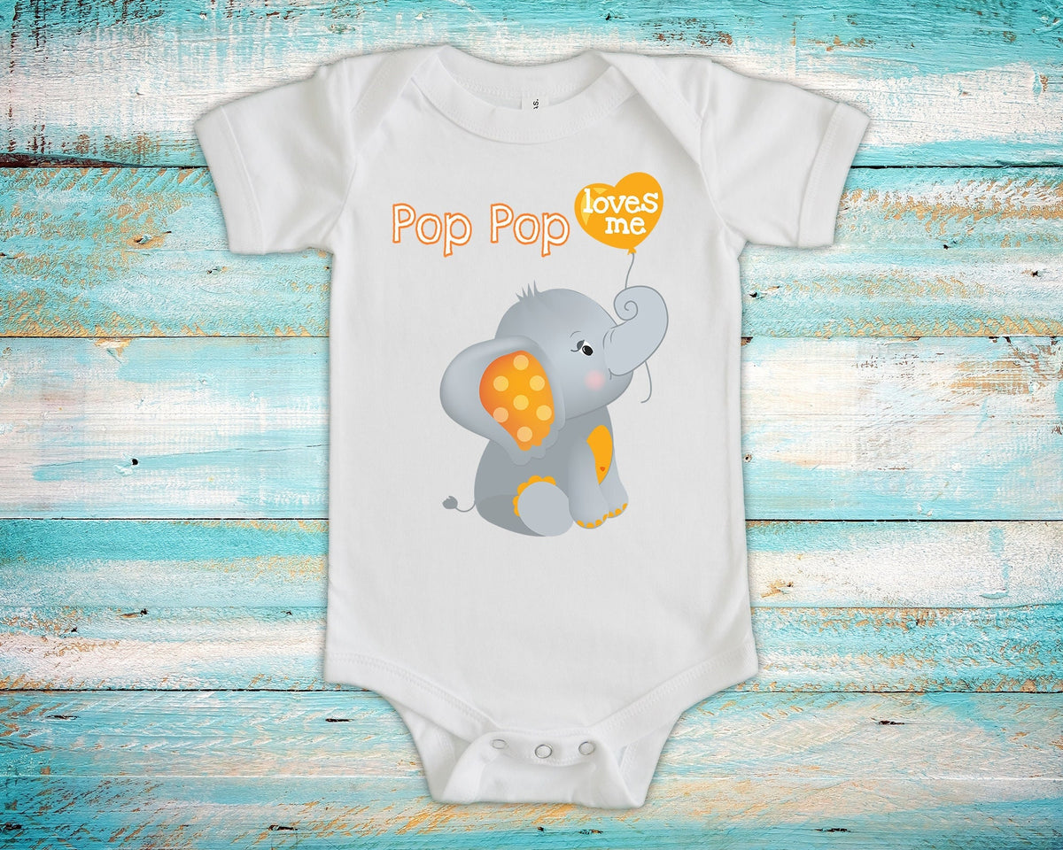 Pop Pop Loves Me Cute Grandpa Name Elephant Baby Bodysuit Unique Grandfather Gift for Granddaughter or Grandson or Pregnancy Announcement Graphic Tee – Premium Graphic · Must-Have Style