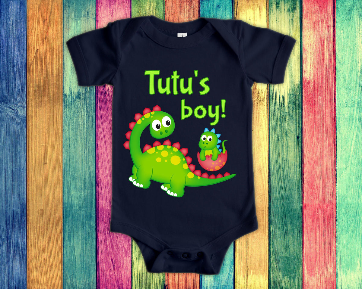 Tutu39s Boy Cute Grandma Name Dinosaur Baby Bodysuit Tshirt or Toddler Shirt for Hawaiian Grandmother Gift or Pregnancy Reveal Announcement Graphic Tee – Fan Favorite · Perfect For Daily Wear