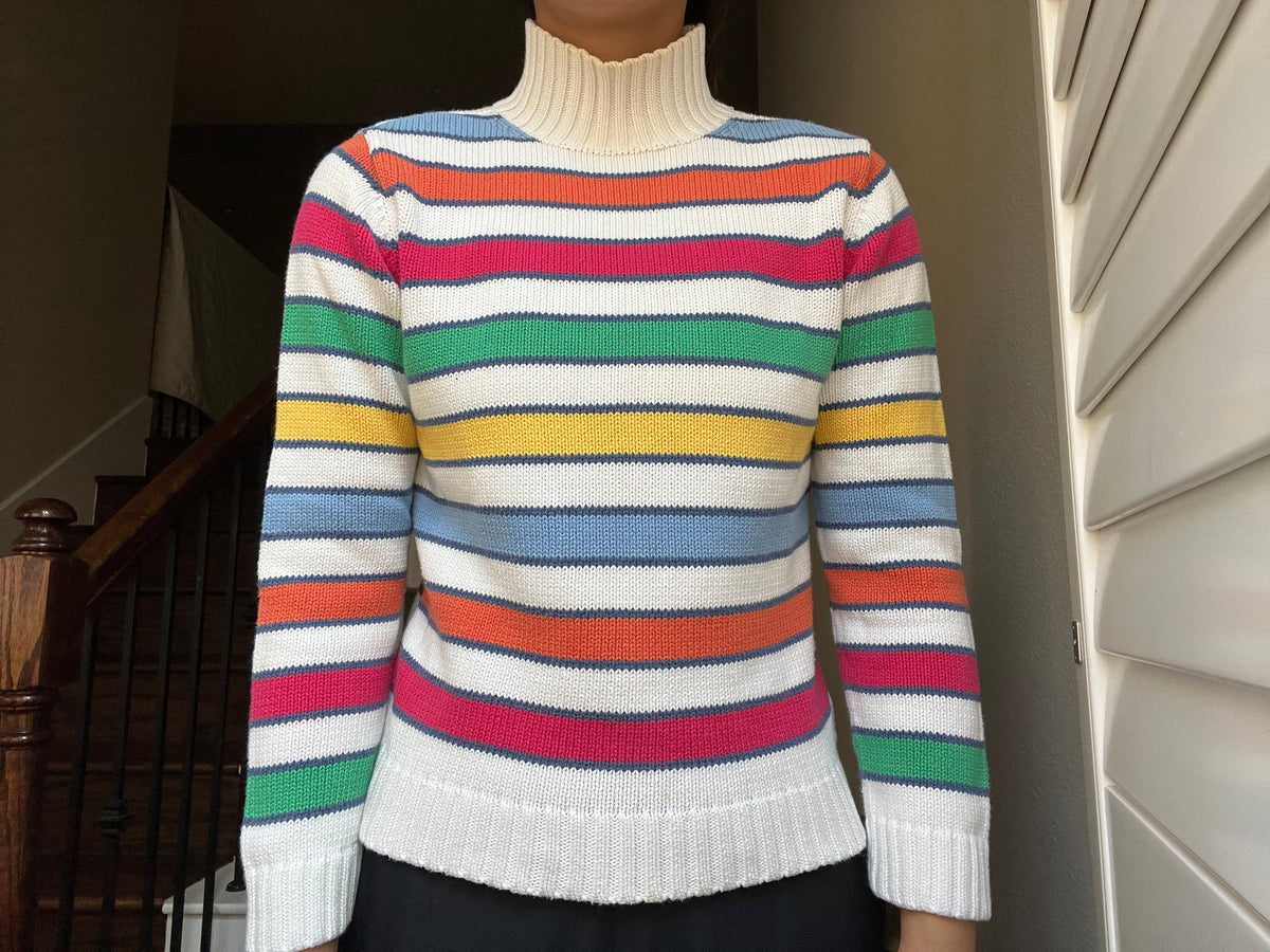 Vintage 90s Tommy Hilfiger Rainbow Striped Turtleneck Crewneck Sweatshirt Size M Sweatshirt – Cozy Vibes · High-Quality Print