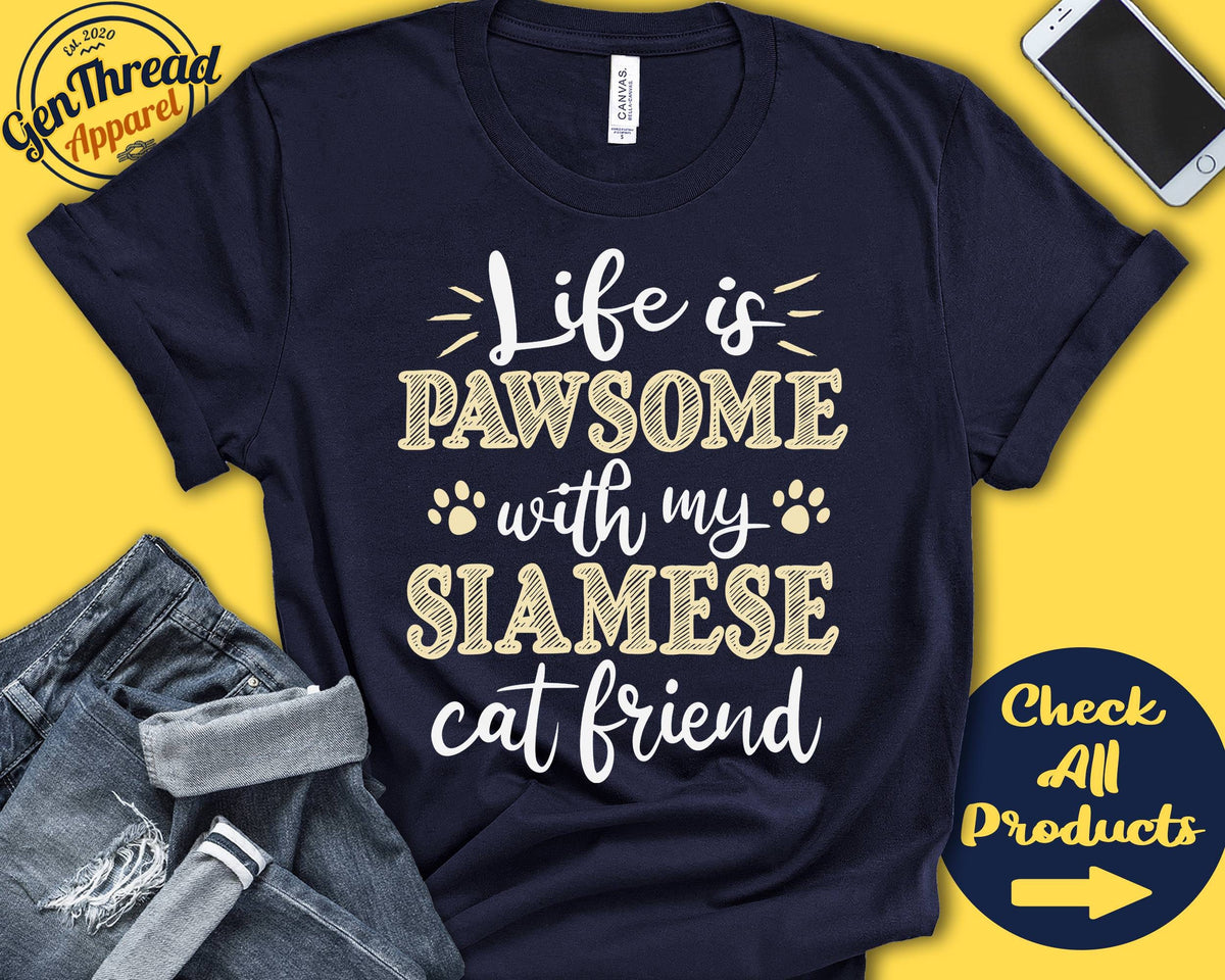 Siamese Cat Shirt Siamese Cat Gift Siamese Cat Lover New Pet Parent New Cat Parent Cat Mom Dad Pawsome Tank Hoodie A0560 Hoodie – Soft Feel · High-Quality Print