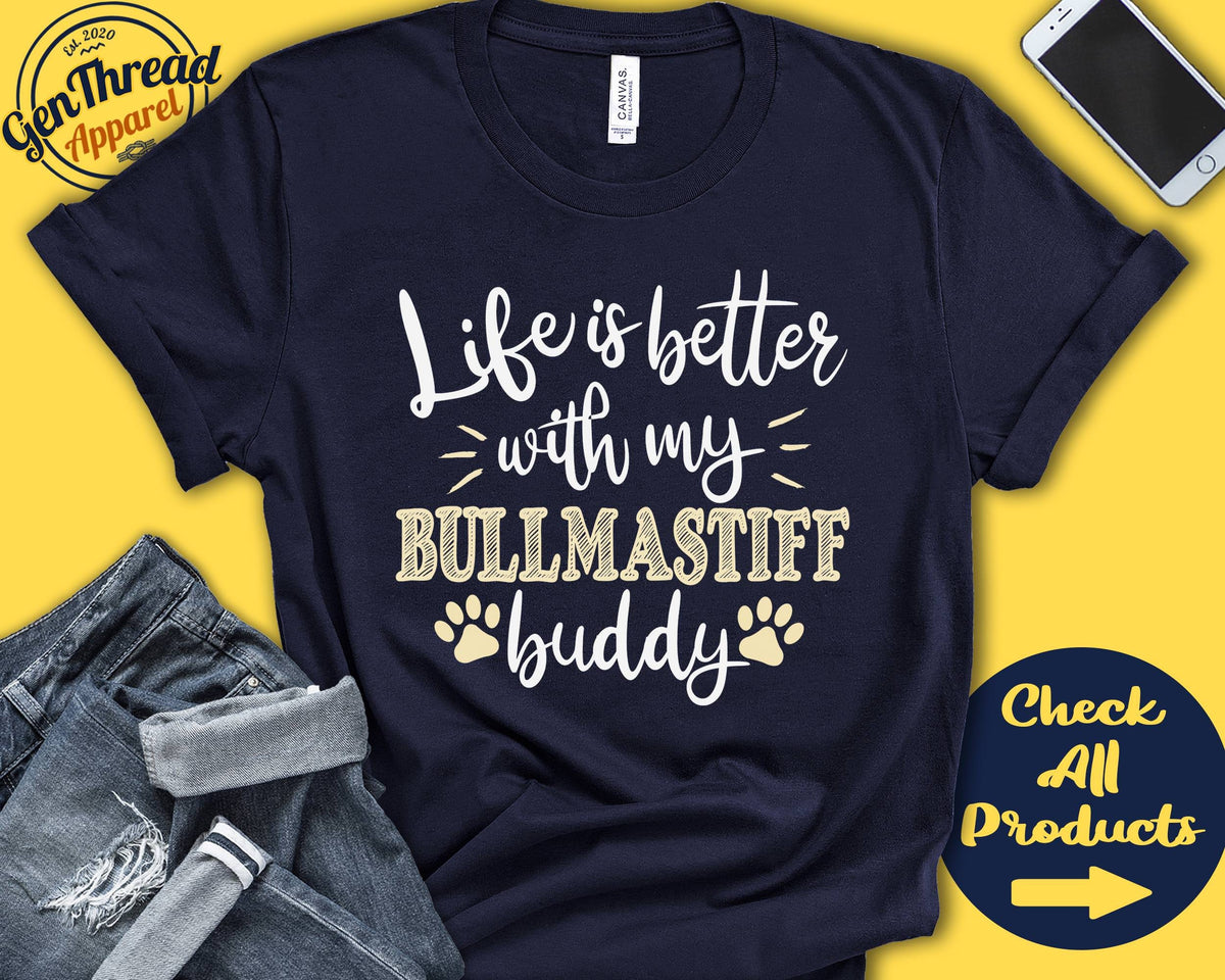 Bullmastiff Shirt Bullmastiff Gift Bullmastiff Mom Bullmastiff Dad Dog Mama Dog Parent Life is Better Tank Hoodie A0713 Hoodie – Warm & Stylish · Perfect For Daily Wear