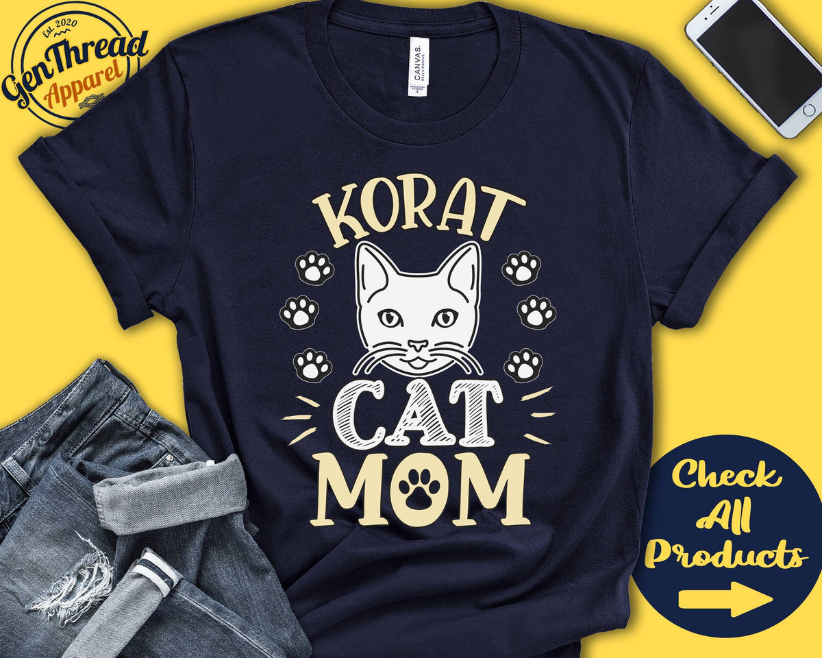 Korat Cat Mom Korat Cat Shirt Gift Mama Lover New Cat Parent Owner Pet Name Breed Tee Tank Hoodie A3539 Hoodie – Fan Favorite · Perfect For Daily Wear