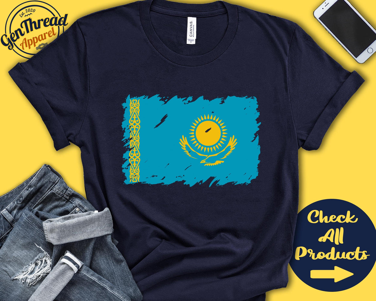 Kazakhstan Flag Shirt Gift For Kazakh Gift Proud Kazakh Pride Kazakh Root Central Asia Flag Country Shirt Tank Hoodie F0086 Hoodie – Premium Graphic · High-Quality Print