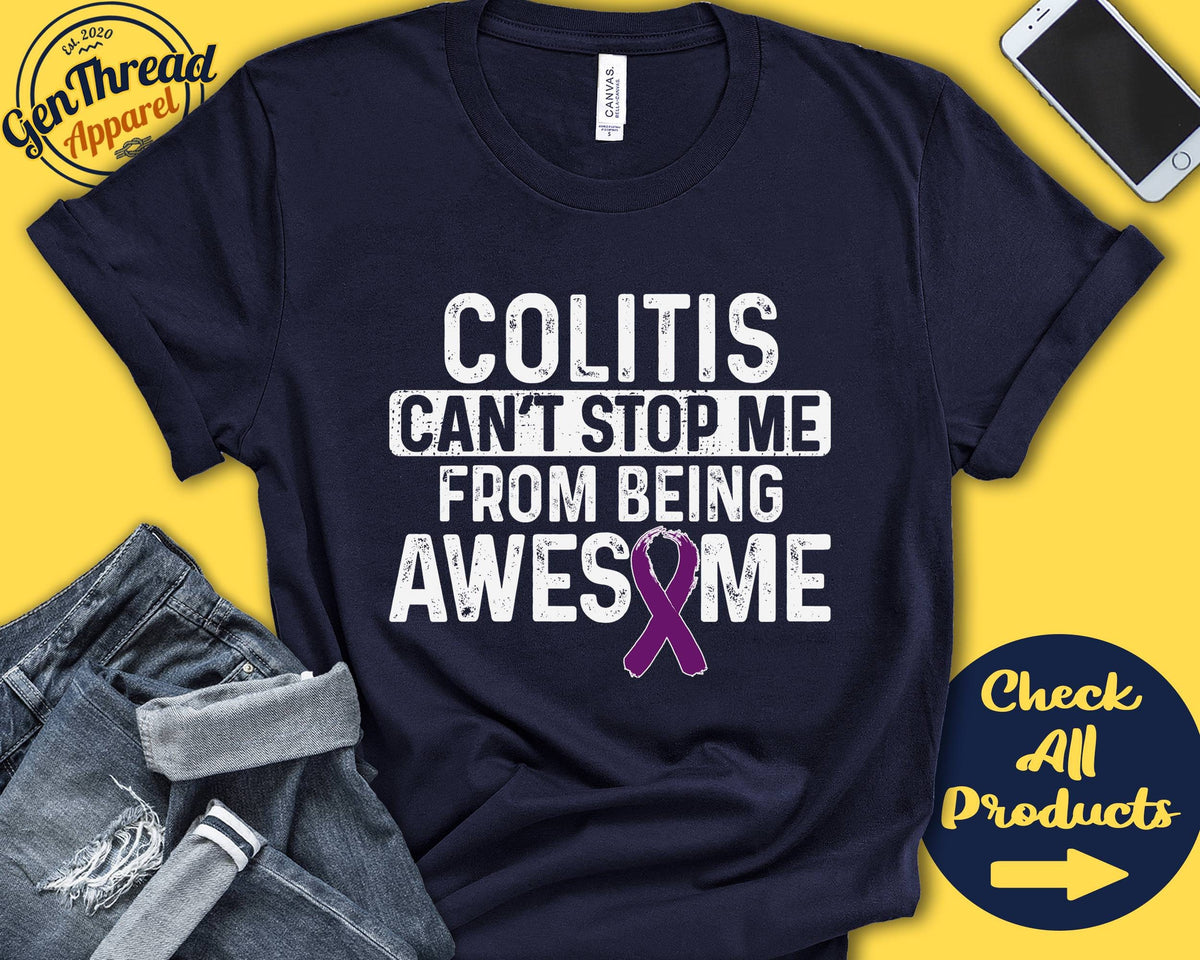 Colitis Shirt Colitis Awareness Purple Ribbon Fighter Warrior Surgery Recovery Cant Stop Tank Hoodie A1069 Hoodie – Feel-Good Design · Must-Have Style