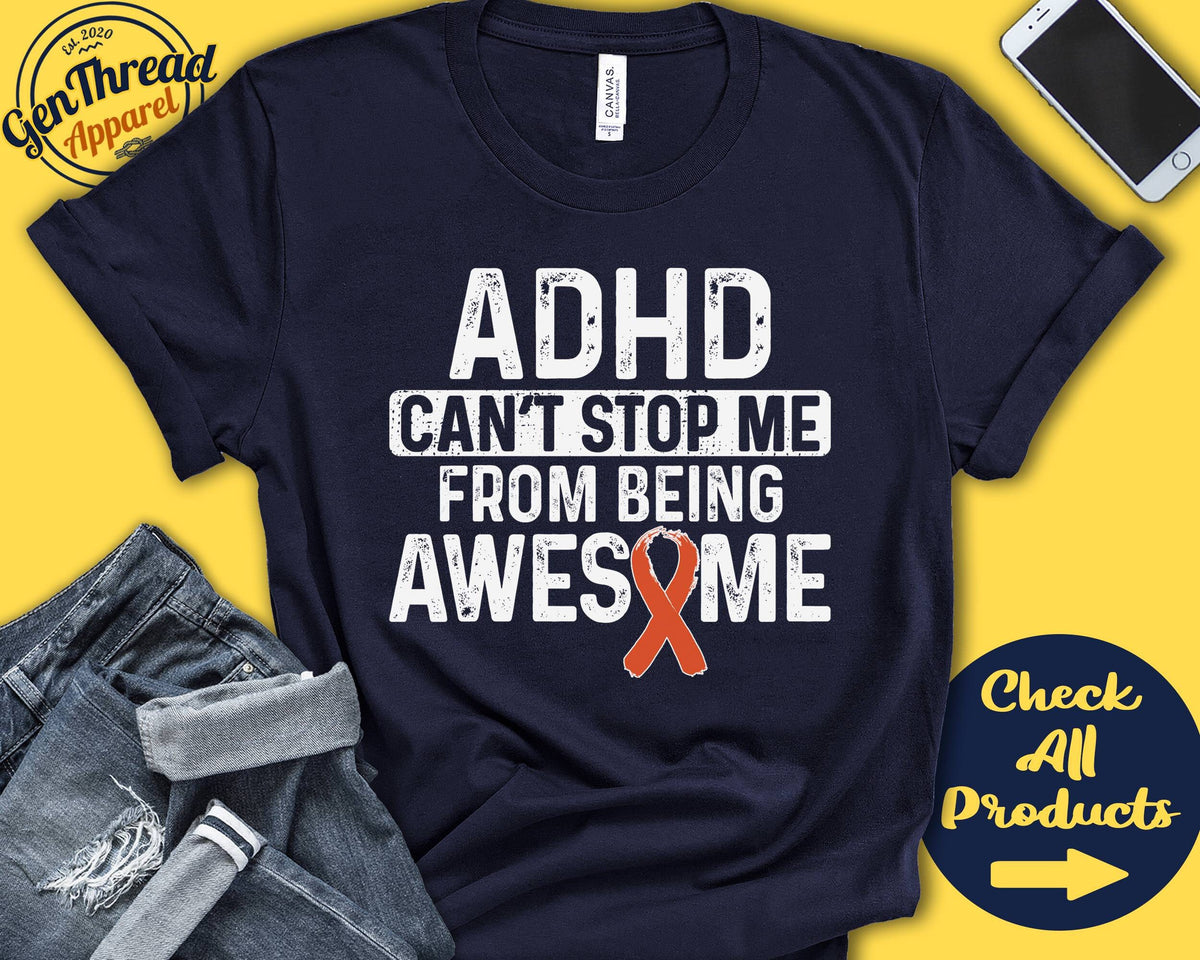 ADHD Shirt ADHD Awareness Orange Ribbon Fighter Warrior Surgery Recovery Cant Stop Tank Hoodie A1099 Hoodie – Aesthetic Look · Great Gift For Fans