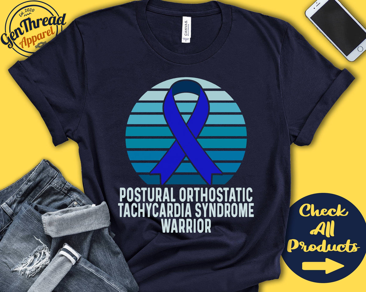 Postural Orthostatic Tachycardia Syndrome Shirt POTS Awareness Blue Ribbon Warrior Fighter Surgery Recovery Tank Hoodie A1200 Hoodie – Feel-Good Design · Must-Have Style