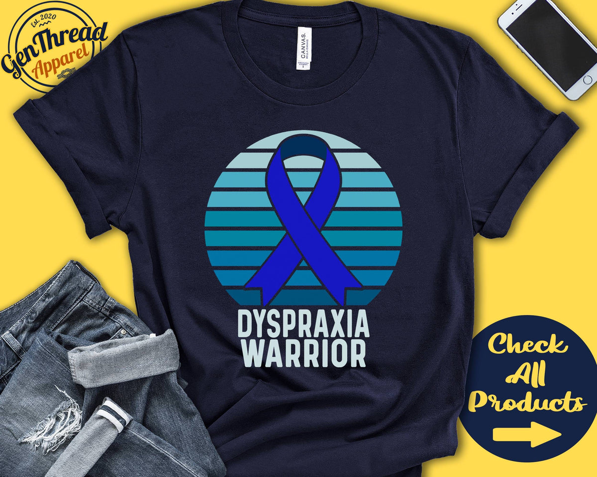 Dyspraxia Shirt Dyspraxia Awareness Blue Ribbon Warrior Fighter Surgery Recovery Tank Hoodie A1204 Hoodie – Aesthetic Look · Must-Have Style