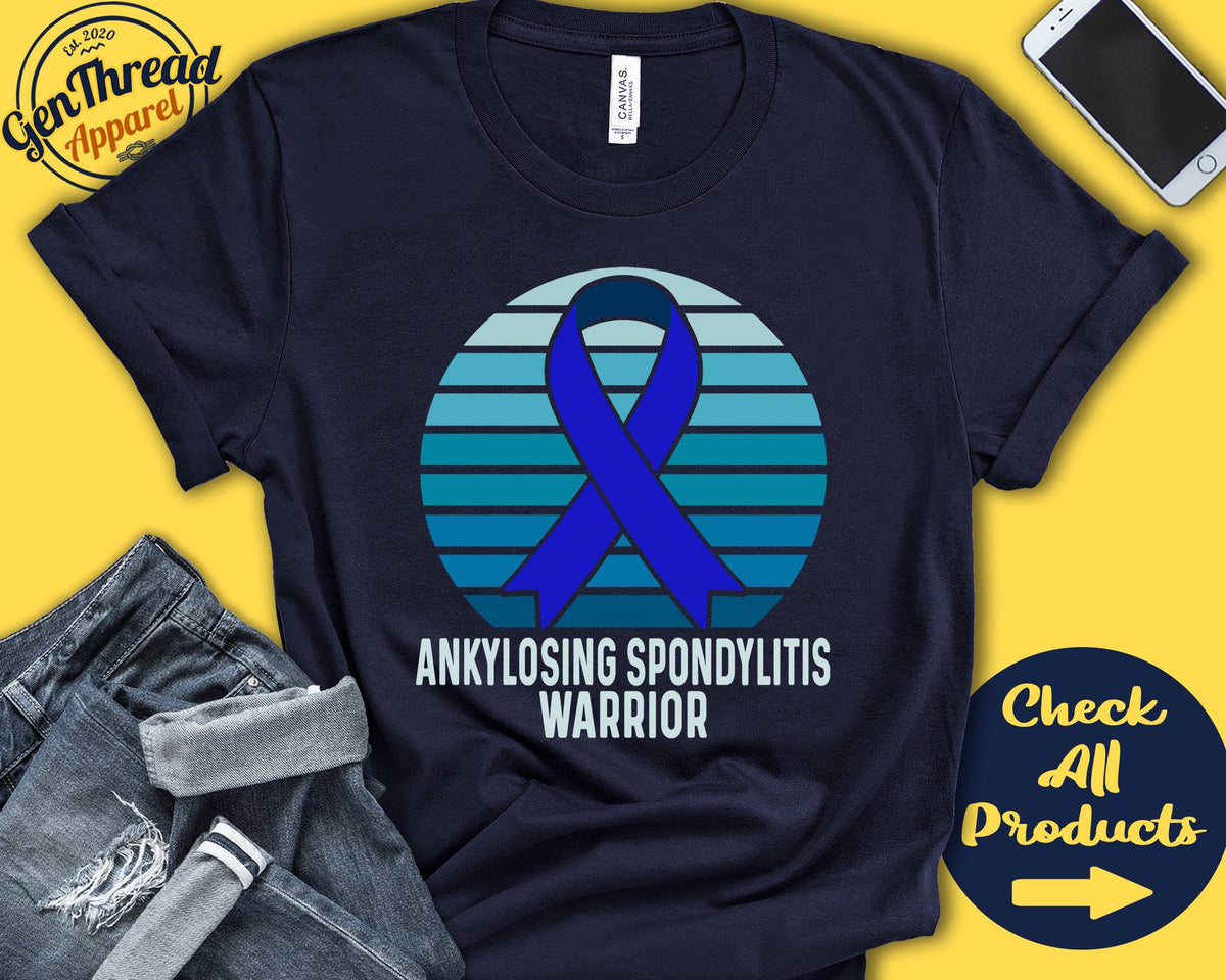 Ankylosing Spondylitis Shirt Ankylosing Spondylitis Awareness Blue Ribbon Warrior Fighter Surgery Recovery Tank Hoodie A1211 Hoodie – Feel-Good Design · Top Pick For Any Outfit