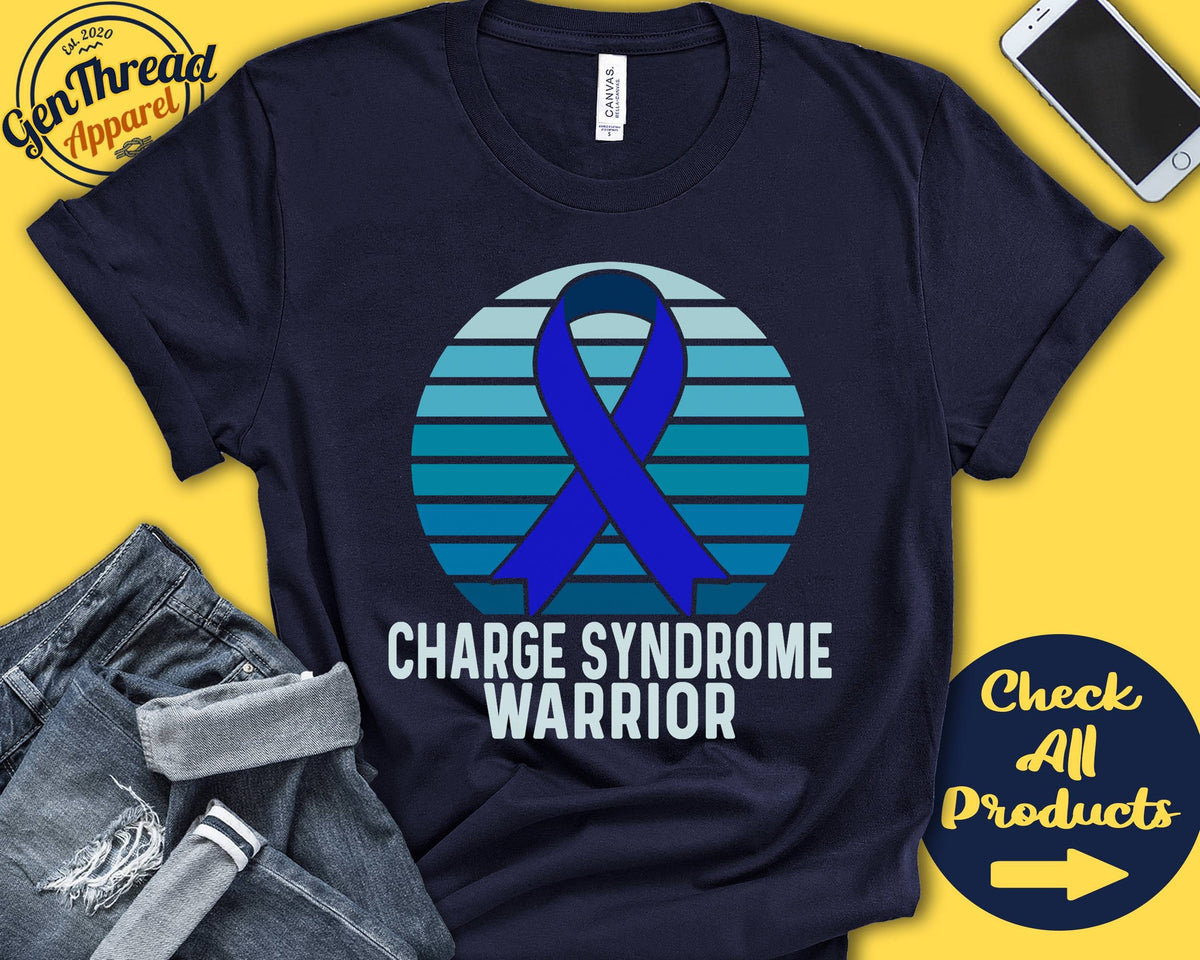 Charge Syndrome Shirt Charge Syndrome Awareness Blue Ribbon Warrior Fighter Surgery Recovery Tank Hoodie A1214 Hoodie – Easygoing Wear · Perfect For Daily Wear