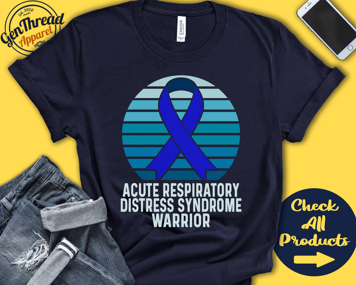 Acute Respiratory Distress Syndrome Shirt ARDS Awareness Blue Ribbon Warrior Fighter Surgery Recovery Tank Hoodie A1225 Hoodie – Soft Feel · Trending Graphic Apparel
