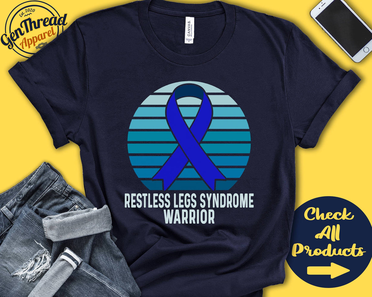 Restless Legs Syndrome Shirt Restless Legs Syndrome Awareness Blue Ribbon Warrior Fighter Surgery Recovery Tank Hoodie A1231 Hoodie – Warm & Stylish · Top Pick For Any Outfit