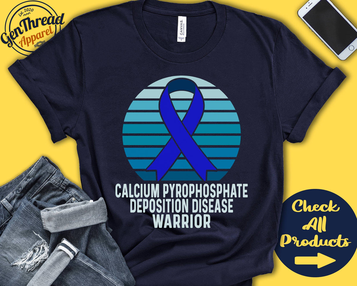 Calcium Pyrophosphate Deposition Disease Shirt CPDD Awareness Blue Ribbon Warrior Fighter Surgery Recovery Tank Hoodie A1249 Hoodie – Feel-Good Design · Must-Have Style