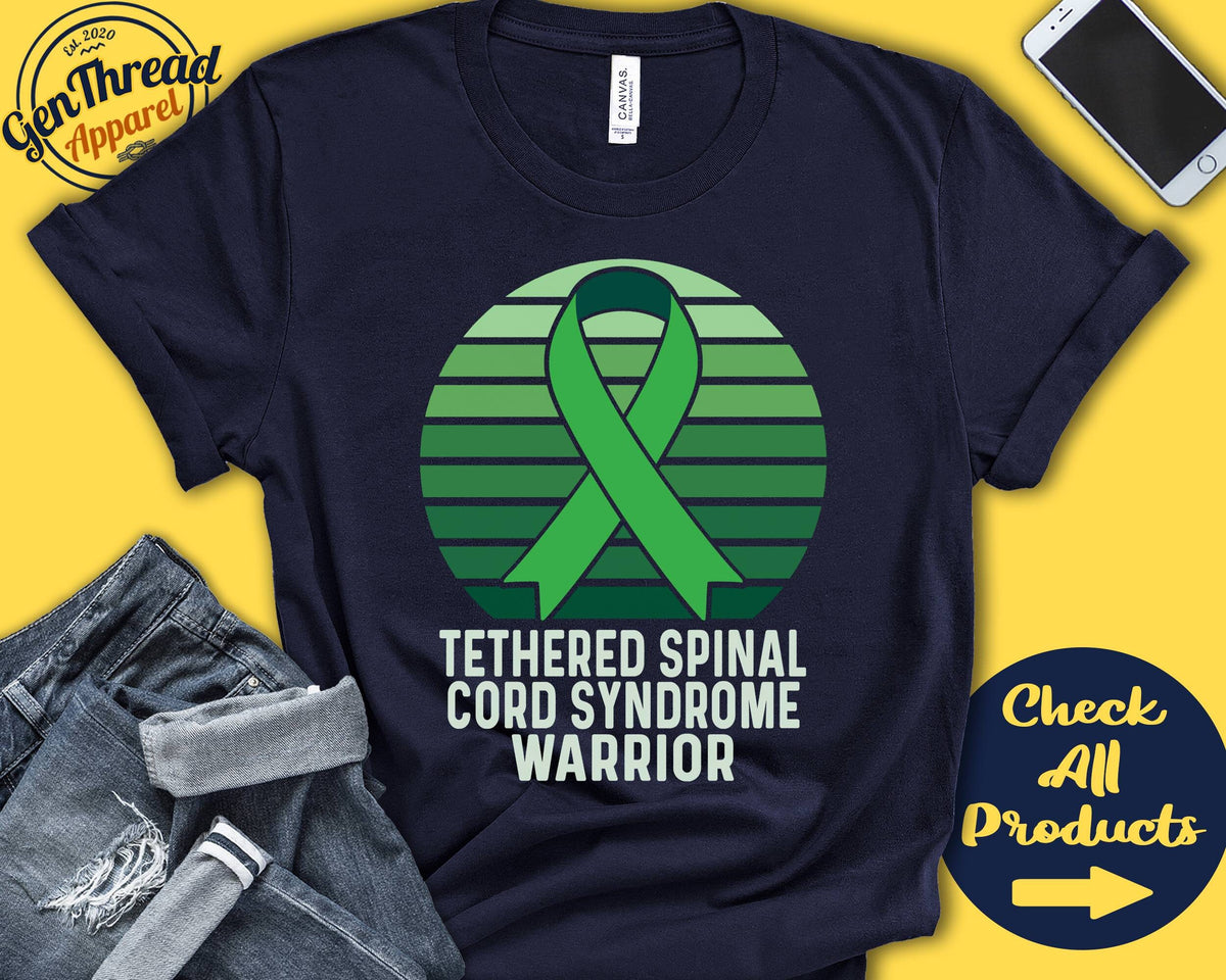 Tethered Spinal Cord Syndrome Shirt TCS Awareness Green Ribbon Warrior Fighter Surgery Recovery Tank Hoodie A1272 Hoodie – Bold Style · Trending Graphic Apparel